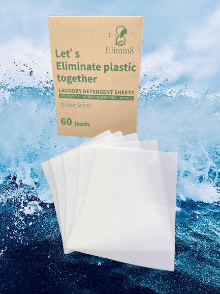 8 pack Special- Laundry Detergent Sheets -Seabreeze - Elimin8 Plastic Australia | Eco Friendly Cleaning Products